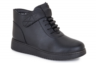 EXQUILY Komforts melnā krāsa. Sieviešu puszābaki ar šņorēm. 