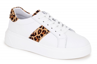 ML Sieviešu kurpes ar šņorēm baltā  krāsa. Leoparda trends. Sporta stils. 