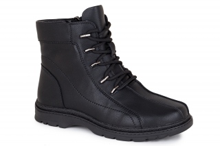 FERMANI Komforts melnā krāsa. Sieviešu puszābaki ar šņorēm. 