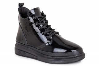 MONNA LISA Komforts melnā krāsa. Sieviešu puszābaki ar šņorēm. 